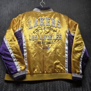 Los Angeles Lakers Satin Bomber Jacket Men's XL Gold Purple NBA Ultra Game NWT